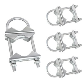 Double Antenna Mast Clamp V-Jaw Bracket U Bolts Pipe Mounting Hardware Heavy Duty Mast to Mast Mount Bracket Kit for Outdoor Antenna 4 Sets