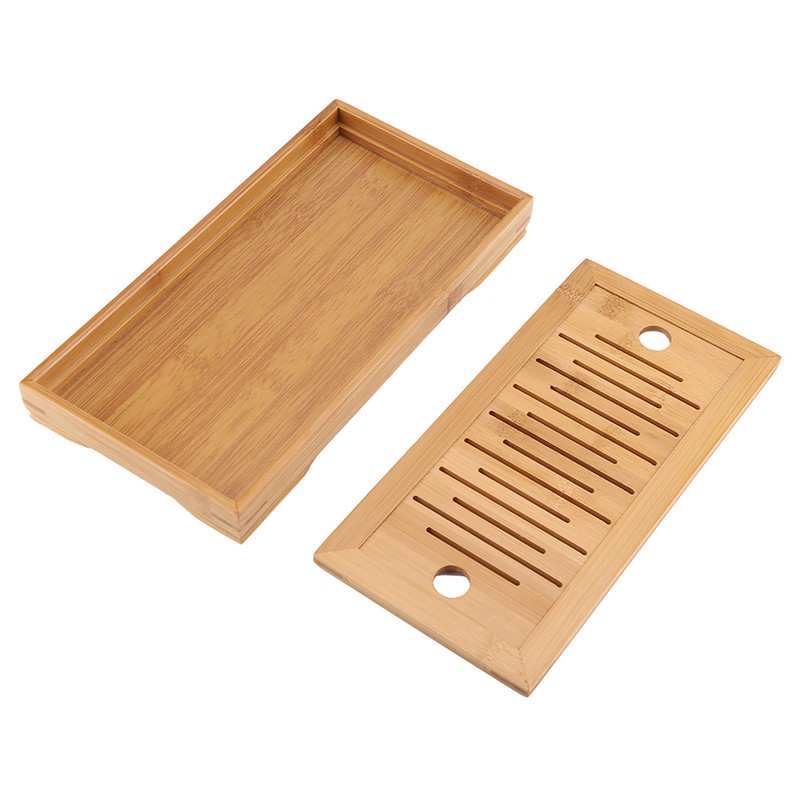 1Pc Bamboo Mini Tea Serving Tray Chinese Gongfu Tea Plate