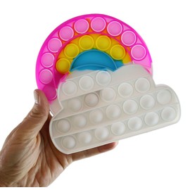 1 Rainbow with Clouds Shape Pop Silicone Push Poke Bubble Wrap Fidget Toy - Press Bubbles to Pop the Bubbles Down Then Flip it over and Do it Again - Sensory Stress Toy OT (1 RANDOM SHAPE)