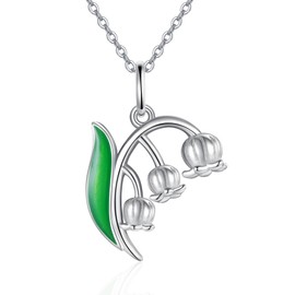 MONGAS Lily of the valley Necklace Sterling Silver Flower Pendant Necklaces Lily of the valley Jewelry for Women