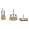 3pc Rotary Brass Coated Steel Wire Brush Set Metal Polishing