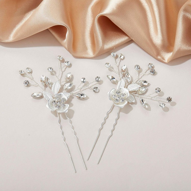 2Pcs Wedding Hair Pins Bridal Rhinestone Wedding Hair Accessories Hair