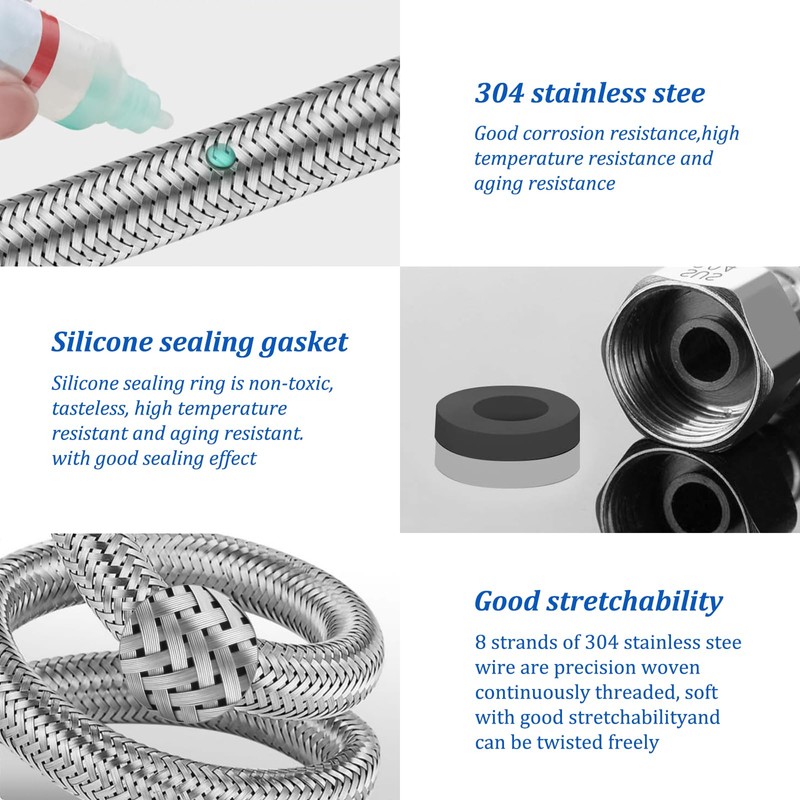 Pack of 2 Flex Hose, Throw and Male Thread, Connection
