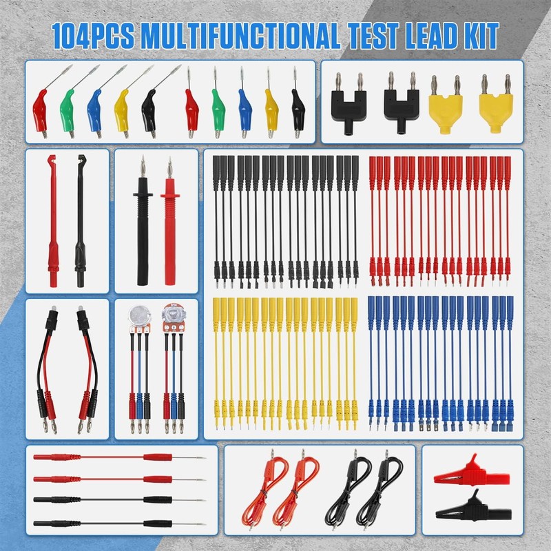 Multimeter Test Leads Kit 104PCS Multimeter Leads Kit Multi Function