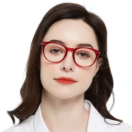 MARE AZZURO Large Round Bifocal Reading Glasses 2.75 Women Blue Light Blocking Readers 1.00 1.25 1.50 1.75 2.00 2.25 2.50 2.75 3.00 3.50 (Red, 275)