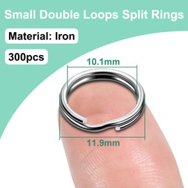 1/2" 300 PCS Silver Small Key Rings, Double Loops Split Rings Jewelry Making Metal Mini Key Ring for Keychian, Pet Collar Tag, Luggage Tag DIY Craft Hardware