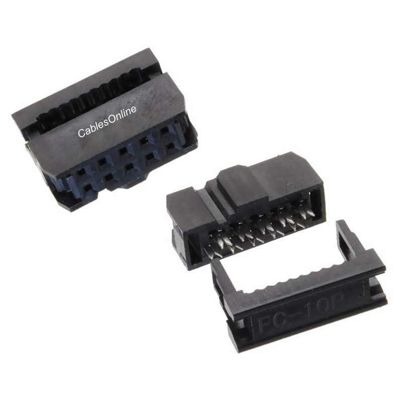 CablesOnline 10-Pack 10-Pin (2x5) Female IDC 2.54mm Pitch Connectors for