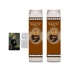Saint Gerard Majella Prayer for Safe Delivery Set of 2 Candles with Blessed Prayer Card with Heat Sealed Medal or Only Candles (Candles-HC)
