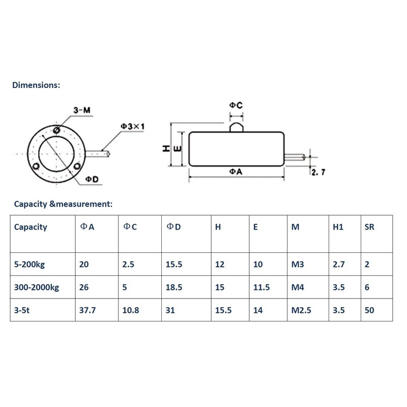 DYHW-116 Mini Button Load Cell 100KG Compression Force Sensor Small