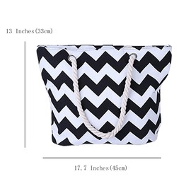 FAVORTALK Women's Totes Bag Handbags for Summer Canvas Shoulder Bag Large for Travel Holidays and Shopping(Black Wave),B25918