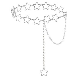 YUXIANLB Girls Star Chain Belt Silver Belly Chain 1PC Women'S Star Waist Chain Adjustable Body Chain Jewelry Metal Beach Waist With Long Tassel Trendy Accessory Y2k For Dress Bikini Christmas Gifts