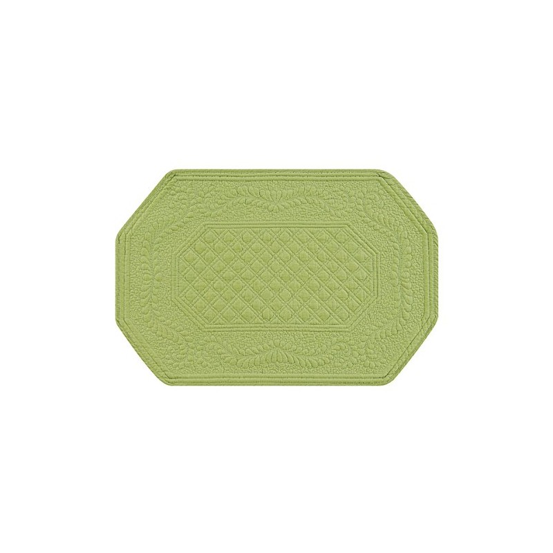 Set of 4 PCS,13X19 Quilted Placemats Octagonal, Green