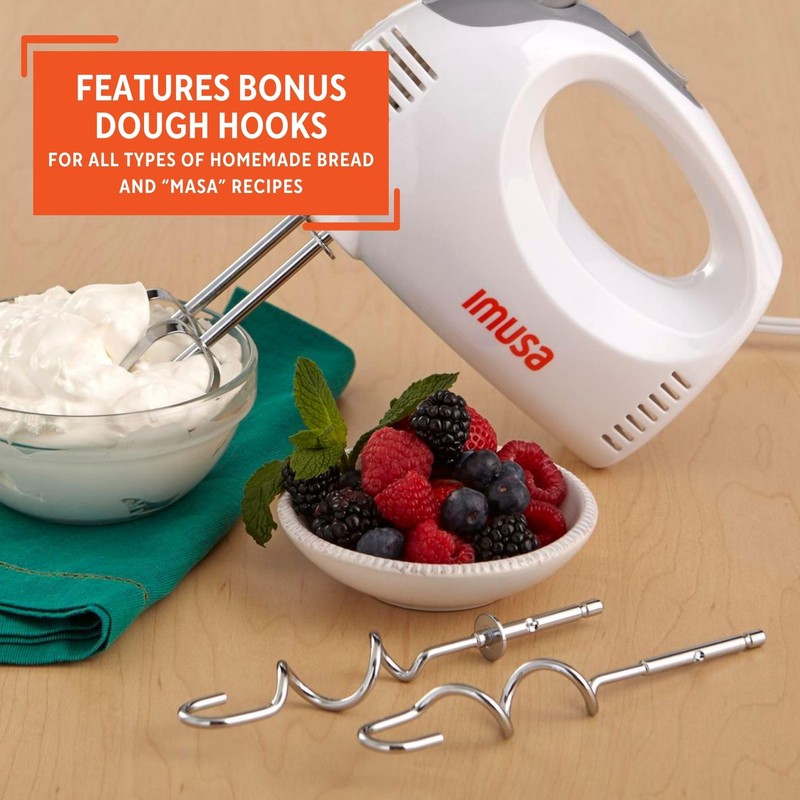 IMUSA USA Hand Mixer with Case 5-Speed ,White, Small
