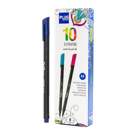 Plus Office 10 Fine Tip Felt Tip Pens 0.4mm Ideal for Writing, Painting and Drawing School Pens Fine Tip Coloured Water Based Ink (Midnight Blue)