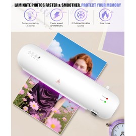 A4 Laminator Machine,9 Inch Small Laminating Machine,Thermal Laminator Dual Hot & Cold Modes for A4 Paper & Photos, 60s Warm-Up,ABS Jam-Release,Quiet Operation,Portable for Office School Home,White