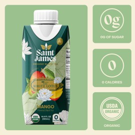 Saint James Iced Tea x The White Lotus Limited Edition - Organic Black Tea - Non-GMO, Gluten Free, Zero Calorie, Zero Sugar - Mango, 12 Pack (16.9 fl oz each)