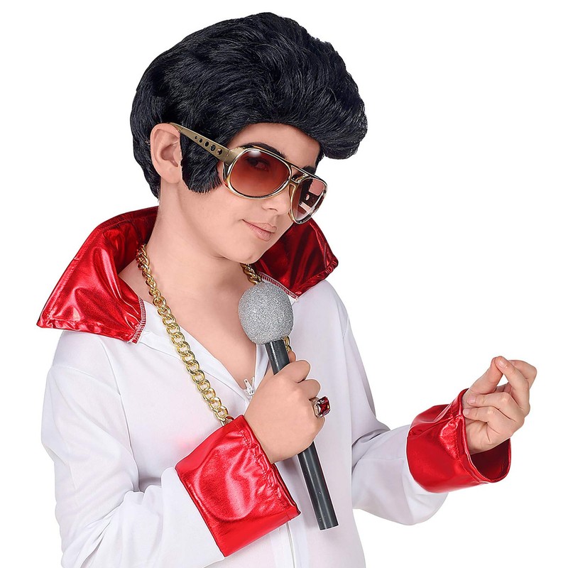Widmann 46928 - Kinderperücke King of Rock 'n Roll, schwarz,