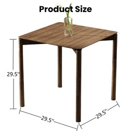 DUOMAY 29.5'' Square Wooden Dining Table, Modern Wood Kitchen Table for 4, Square Dinner Table for Small Space Dining Room Kitchen Living Room Apartment, Walnut Table Olny