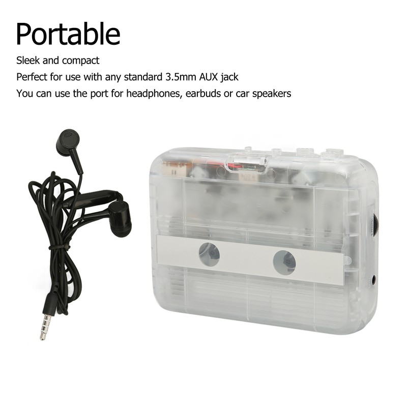 Cassette to MP3 Converter Multifunction Auto Reverse Transparent Retro Portable