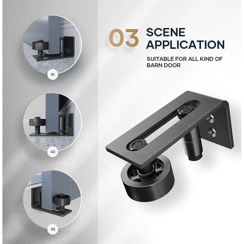 EaseLife Sliding Barn Door Bottom Floor Guide,Adjustable Roller,Wall Mount System,Flush