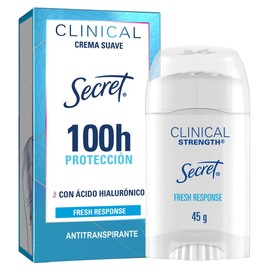 SECRET, Desodorante Mujer, Desodorante Clinical con Ácido Hialurónico, Crema Suave, Fresh Response, 45 GR
