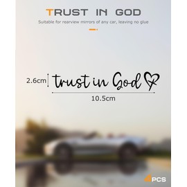 SCUARI 4PCS Car Stickers,Car Decals,Car Accessories Stickers and Decals,Trust in God Rearview Mirror Decal,Trust in God Automotive Mirror Decoration,Suitable for Most Car Truck SUV (Black)