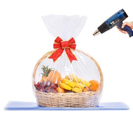 LazyMe Basket Cellophane Shrink Bags, 24x30 inch, Shrink Wrap Bags Large, Clear (10 Pcs)