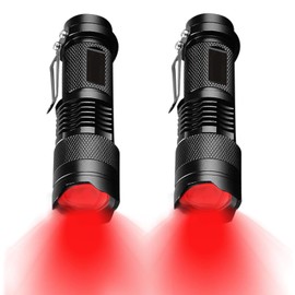 MVIOCS High Power 2 Pack Red Flashlights, Red LED Flashlight 3 Modes High Lumens LED Red Light Torch Zoomable Red Flash Light for Outdoor, Astronomy, Aviation, Night Observation