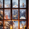 6 Sheets Christmas Window Stickers Animals Christmas Window Clings Stained