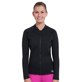 Tuga Women's Neoprene Wetsuit Full Zip Top, Made in USA, Black, 2X-Large