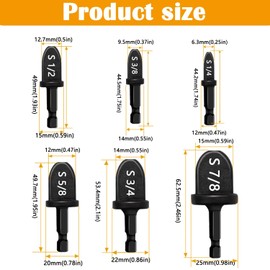 Uadme HVAC Repair Set, 6Pcs Copper Pipe Expander Swaging Tool with 1/4" Hex Shank, Air Conditioner Tube Swage Tool with 1/4", 3/8", 1/2", 5/8", 3/4", 7/8" Tubing Bits