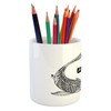 Lunarable Japanese Pencil Pen Holder, Pattern of Hand Drawn Koi