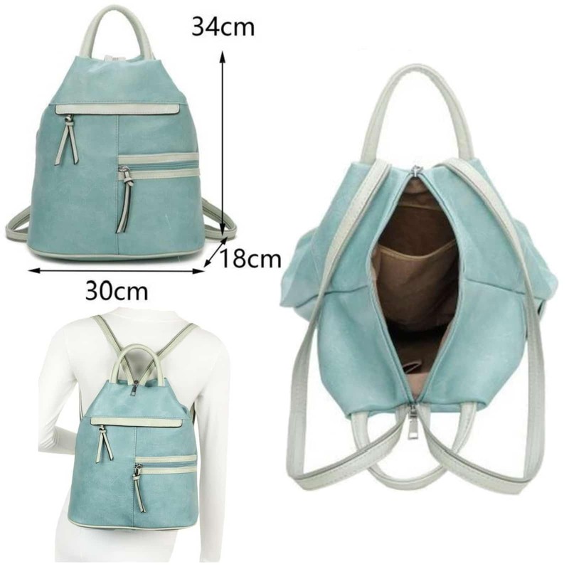 KMISSO Stylish Women's Shopper Backpack Vegan Leather 30606, blue