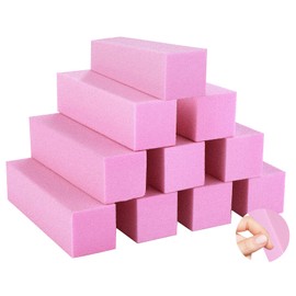 Sibba Pack of 10 Nail Buffer Blocks Professional Manicure Pedicure Salon Nail Art Tips Finger Tool Nail Sanding Block Set for Natural Acrylic and Gel Nails Dead Skin Trimming Manicure Tools (Pink)