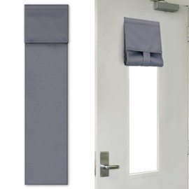 Classroom Door Window Blackout Cover - Blocking 100% Views & 90% Sunlight, Gray Lockdown Shade Privacy Curtain for 6'' x 32'' Window, 1 Pack