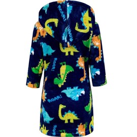 RUOGU Kids Bathrobe Hooded Plush Fleece Robe for Girls Boys Dinosaur Navy 3-4T