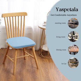 Yaspetala Non-Slip Sky Blue Square Seat Cushions Set of 2 - Comfortable Chair Pads with Removable Cover (15"x15"x1.7") for Kitchen, Office, Car & Indoor Use