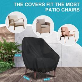 GARPROVM Garden Chair Covers Waterproof 2 Pack, Patio Chairs Covers 35" L x 38" W x 29" H, Cover for Outdoor Chairs Heavy Duty 420D Oxford Fabric Outdoor Furniture Cover for armchairs Lawn Chairs