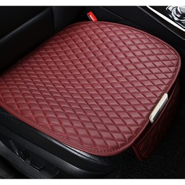 Adunsiaoto Pack of 2 Universal Seat Covers Underlay Front Seats, Waterproof Car Seat Cushion, Car PU Leather Car Seat Cover Front Seat, Anti-Slip, Soft (Red)