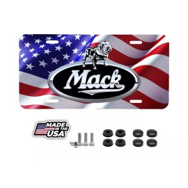 BLVD MACK TRUCK LOGO WAVING AMERICAN FLAG LOOK VEHICLE LICENSE PLATE FRONT TAG