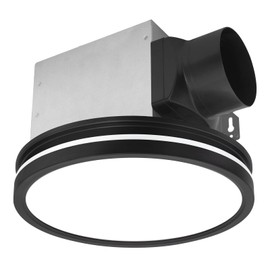 Akicon Bathroom Exhaust Fan with Light, 80 CFM 2.0 Sones Bathroom Fans for Ceiling, 3CCT 15W Dimmable LED Light and 3.5W Nightlight Vent Fan Combo for Home, Round, Black