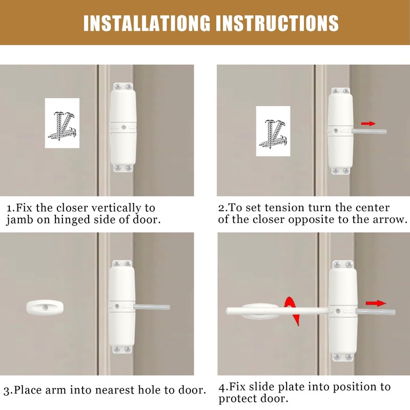 LuleyjorDoor Closers,zinc Alloy Lasts 10 Years,2pcs10 Minute Installation,Automatic Safety Spring