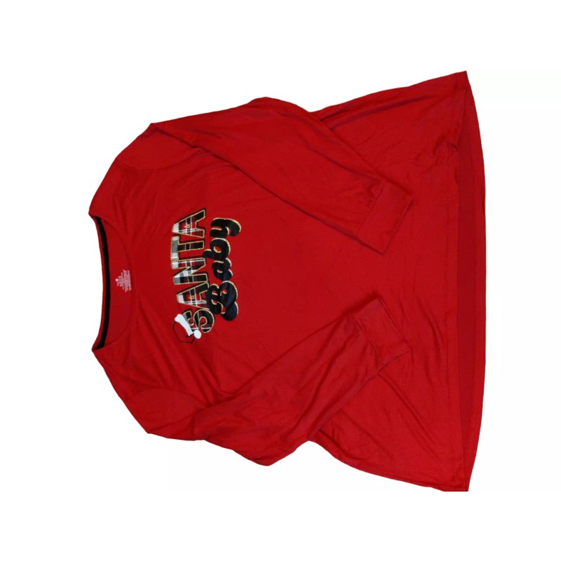 Secret Treasures 2 Piece Ladies Pajama Santa Baby Red Plaid