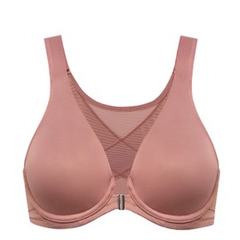 DELIMIRA Women's Front Closure Bras Posture Full Coverage Plus Size Underwire Unlined Back Support Plunge Seamless Bra B-H Vintage Rose 42G