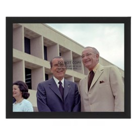 PRESIDENT LYNDON JOHNSON AND RICHARD NIXON AT LBJ LIBRARY 8X10 FRAMED PHOTO