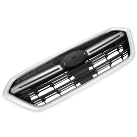 HECASA Grille Assembly Compatible with 2018-2019 Subaru Outback Bumper Grill Silvery+Black Replacement for 91121AL16B SU1200173