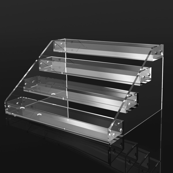 AISIDERK 12" Acrylic Riser Display Stands - 4 Tier Clear