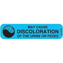Pharmex 6-X "DISCOLOR of Urine" Permanent Paper Label, 1 9/16" x 3/8", Blue, Pack of 1000