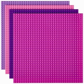 Strictly Briks - Placas base de bloque para niña, paquete de 4 unidades, 10 x 10 pulgadas, color rosa, alfombrillas apilables de ladrillo con tacos de 32 x 32 pulgadas, compatible con todas las