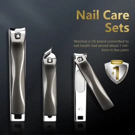 Wanmat Juego de cortaúñas, cortaúñas de acero inoxidable extra afilado para uñas y uñas de los pies, cortaúñas profesional para uñas gruesas o encarnadas, 3 cortadores de uñas para mujeres y hombres(negro)